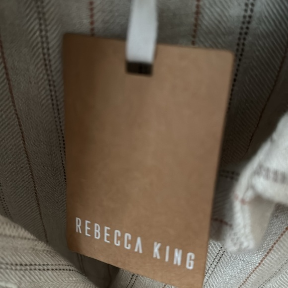 Rebecca King one-of-a-kind sample oatmeal linen stripe duster with pockets - Picture 15 of 15